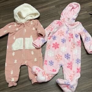 2 of baby 0-6m baby fleece lined overall winter